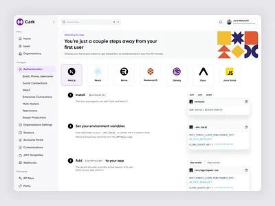 Cark - User management platform ( Authentication) authentication clean dashboard design javascript management management web app management website minimal saas saas web software trending ui ui design uiux user management platform