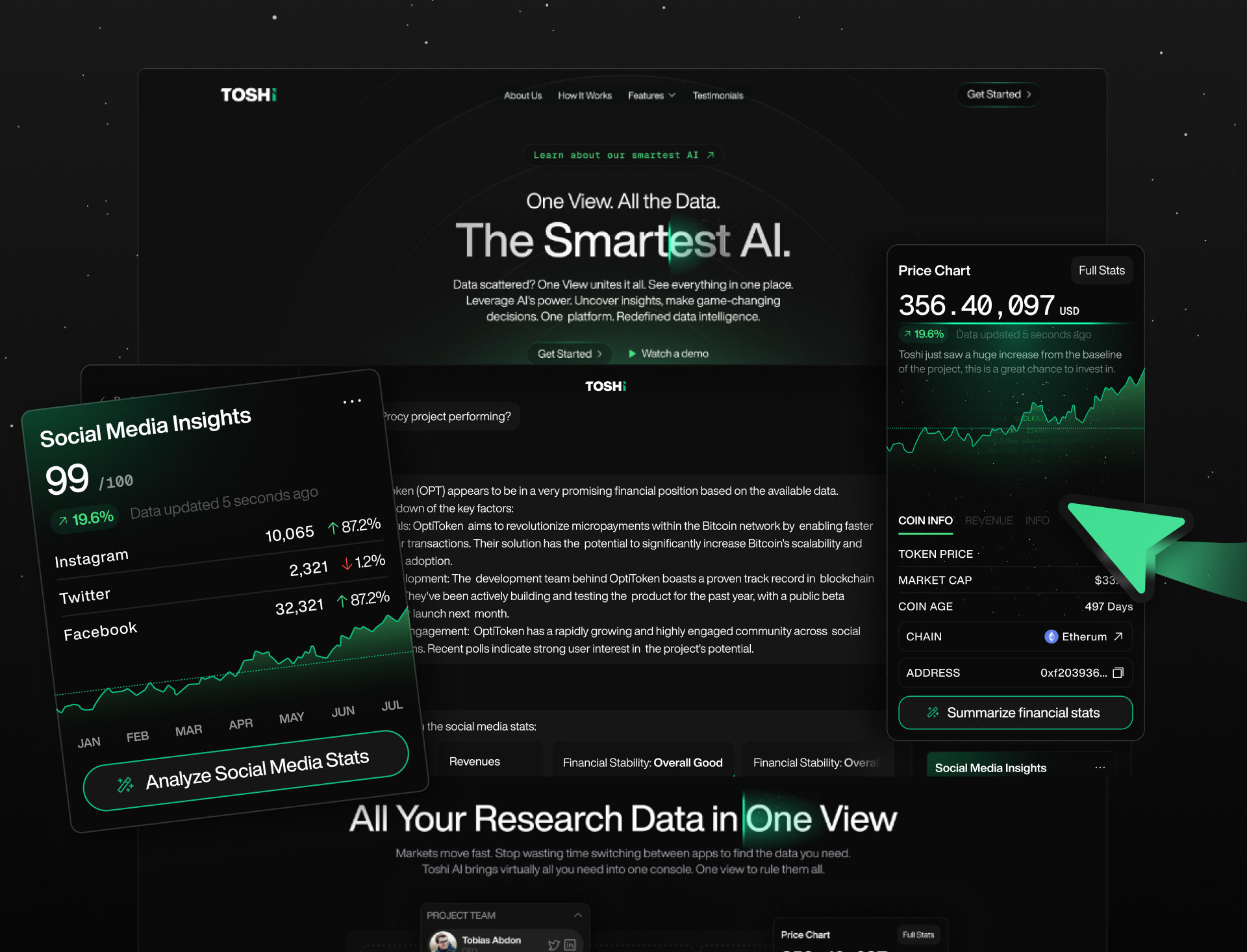 Toshi AI - Web Design Concept bento design following inspiration product ui ui ux design web design web3