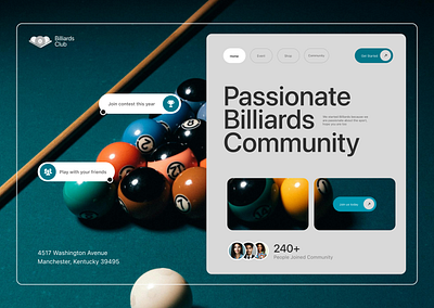 Billiards Website webdesign branding ui app