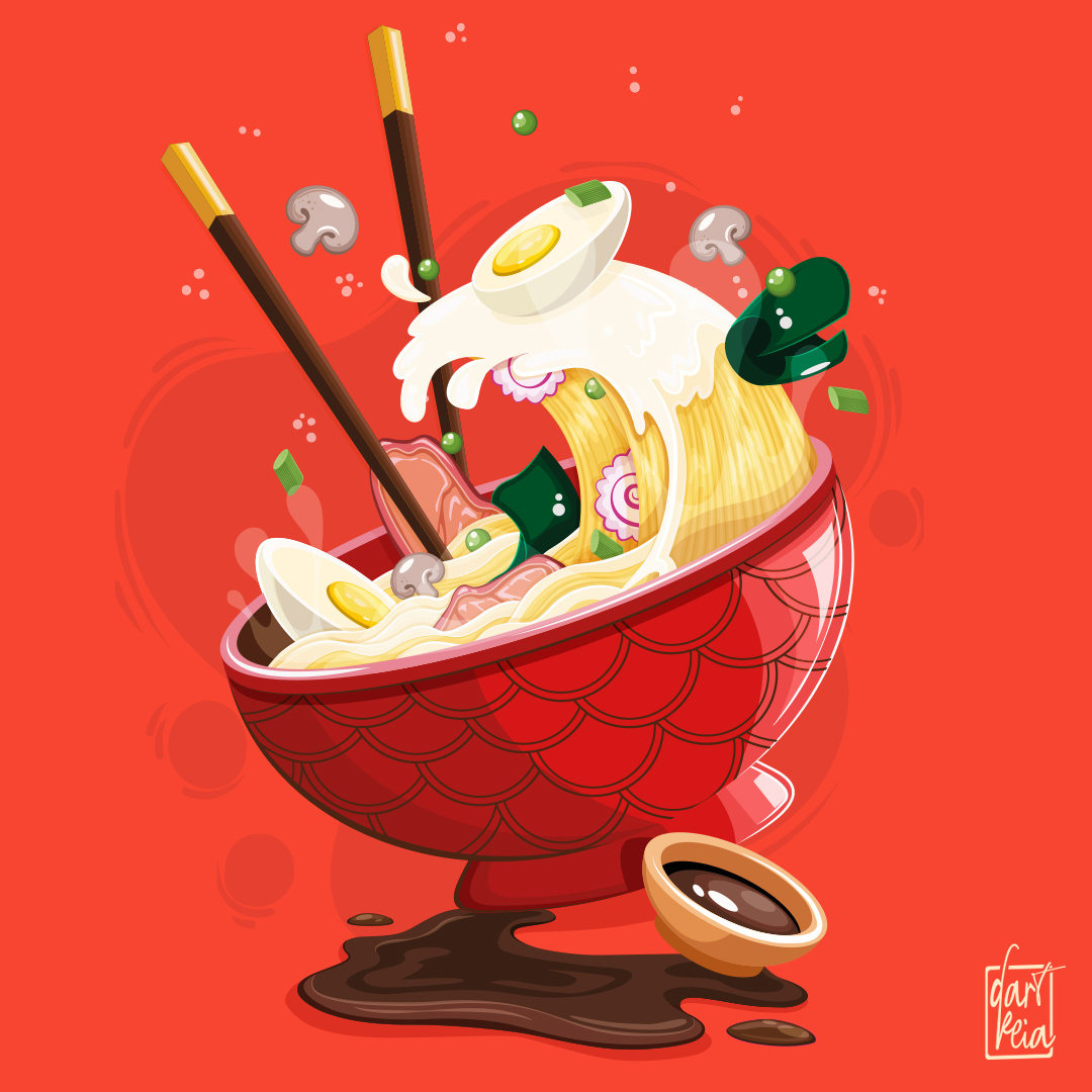 Steaming bowl adobeillustrator comfortfood digitalart digitalartist digitalillustration foodart foodillustration graphicdesign graphicillustrated illustration noodles ramen vectorartist vectorillustration vrctorart