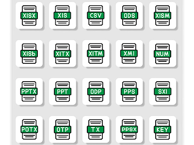 Spreadsheet File Type Icon Collection document extension file file type format file icon icons set logo spreadsheet