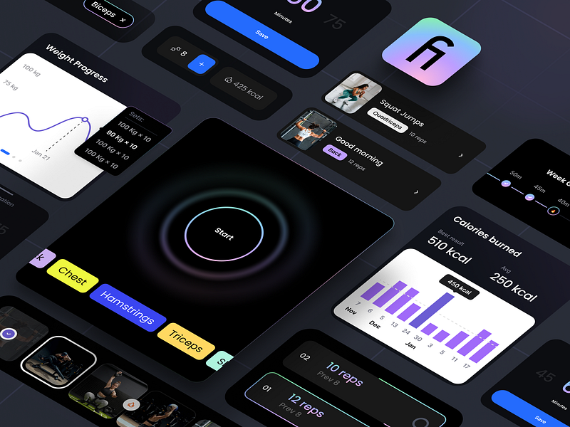 Fitonist - UI components system for the fitness application app design application design ios mobile app mobile application product design ui user experience user interface ux