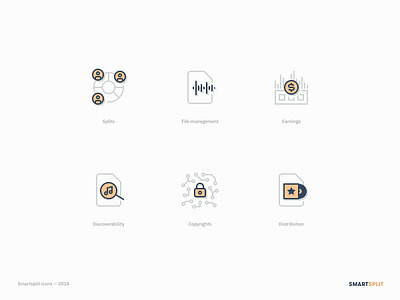 Smartsplit - Icons blockchain currency disc icons money music record royalties search share sound