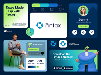 Fintax Branding: Simplifying Taxes for Everyone 3d analytics assistance brand brand guideline branding business design finance graphic design illustration logo management mockup money savings strategy support tax tools