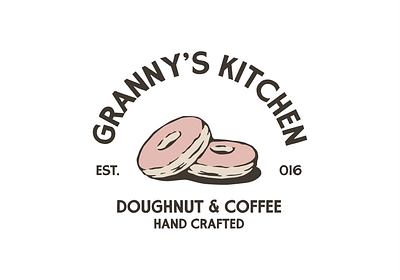 Granny's Kitchen Doughnut & Coffee coffee design donut graphic design logo retro vector vintage