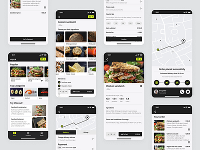 FreshStacks Sandwich Shop App app design flat mobile ui ux webdesign