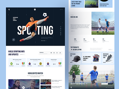 Sports Landing Page UI/UX Design - Khelo club creative cup fifa football landing pafge match play product recent software sporting sports sports element sports product ui ux website winner