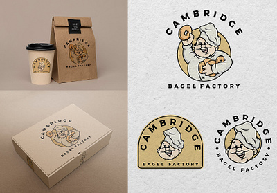 Cambridge Bagel Factory bagel branding design graphic design logo retro vector vintage