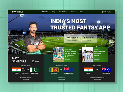 Cricket Fantasy Website - Quick Redesigning Task of Live Website cricket fantasy sports ui website