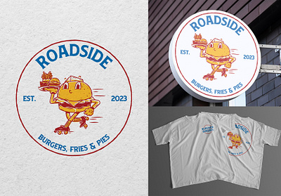 Roadside Burgers branding burger design graphic design logo retro vector vintage