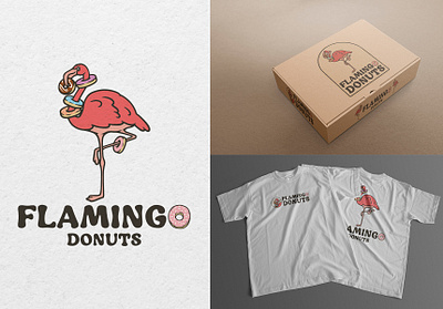 Flamingo Donuts branding design donuts graphic design logo retro vector vintage