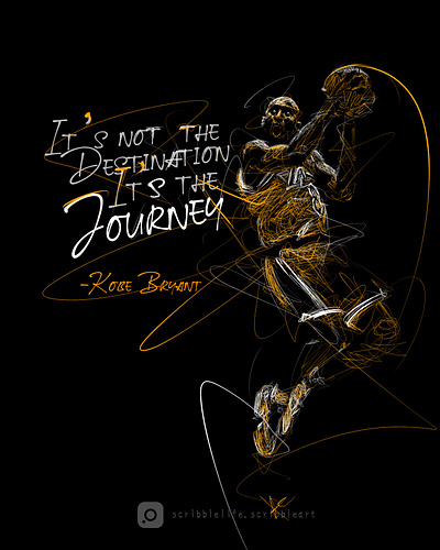 Kobe Bryant Layup - Scribble Art with Inspirational Quote basketball icon