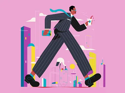 Leaving a Lighter Footprint australia binchick business character characterdesign city corporate design eco illustration powerwalking sustainability walk