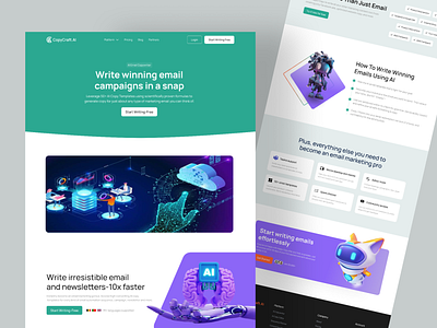 CopyCraft.AI - Email Copywriter Website Design ai figma landing page product design