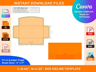 Blank Lock Envelope Dieline Template box box die cut branding design dieline illustration packaging packaging design ui vector