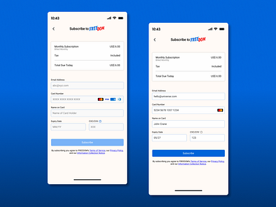 Credit Card Checkout checkout credit card daily ui dailyui mobile mockup subscription ui ux web