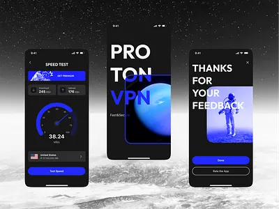 VPN app design app app design cosmic dark design figma interface mobile mobile app prototyping space speed trends ui ui design uiux user interface ux visual design vpn