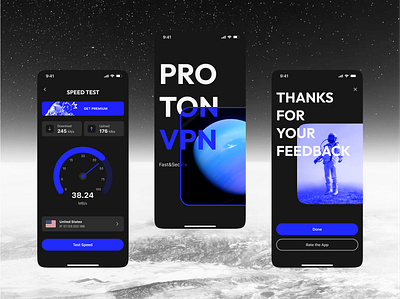 VPN app design app app design cosmic dark design figma interface mobile mobile app prototyping space speed trends ui ui design uiux user interface ux visual design vpn
