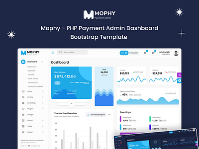 Mophy - PHP Payment Admin Dashboard Bootstrap Template admin dashboards bootstrap templates branding creative design illustration logo php framework product design template ui uiux user experience user interfaec web design web templates website