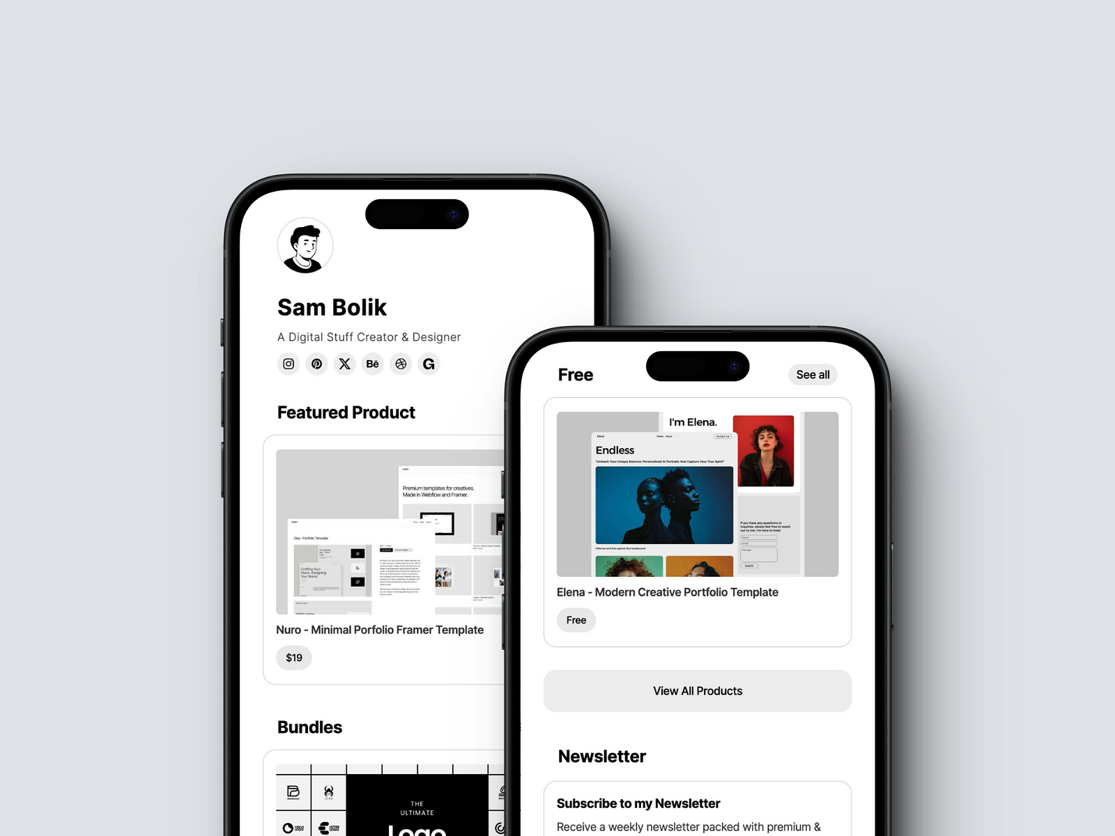 FREE Bolik Minimal Link In Bio Site Carrd Template by Pixasquare on