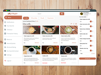 S'Rayder cafe dashboard menu project cafe chocolate coffe customers dashboard prototyping ui ux web design wireframing