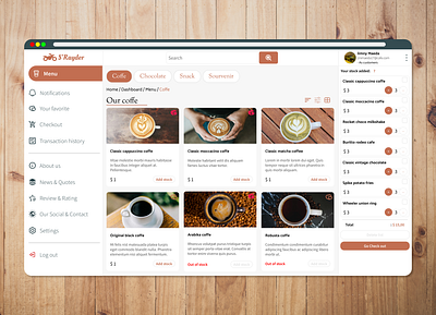 S'Rayder cafe dashboard menu project cafe chocolate coffe customers dashboard prototyping ui ux web design wireframing