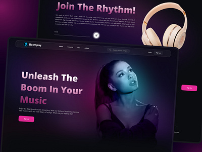 Online Music Page (BoomPlay) animation design redesign typography ui ux