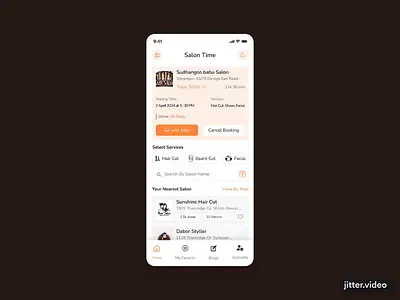 Salon Finding App barber shop barber shop booking app mobile app salon finding app ui ux shot animation