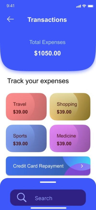 Transaction Screen of Finance App graphic design ui