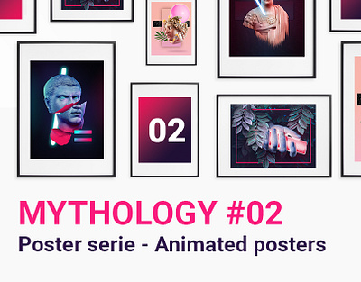 Mythology #02 animated poster gradient graphic design greek history motion motion graphics mythology neon poster print sculpture vaporwave