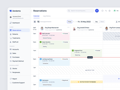 Zendenta - Calendar Overview on the Reservation Page app calendar dental clinic health care management overview product design reservations saas ui ux web app