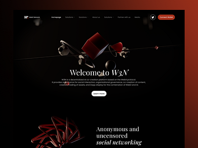 Landing page design for W3N 3d animation graphic design landing page ui web design