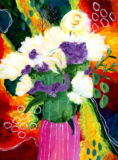 Abstract Floral Arrangement I abstract painting still life