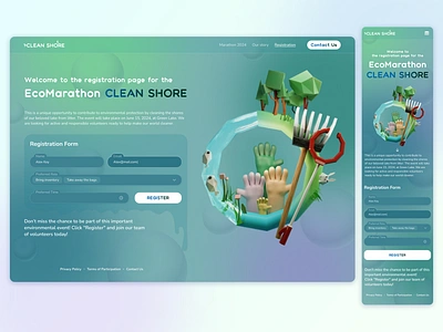 EcoMarathon Clean Shore - Daily UI #1 dailyui ecology registration ui webdesign