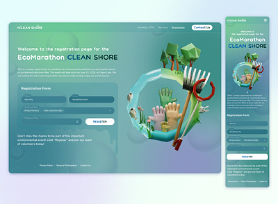 EcoMarathon Clean Shore - Daily U #1 dailyui ecology registration ui webdesign