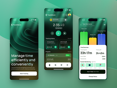 TrackMoon - SaaS Mobile App app design figma graphic design saas ui ux