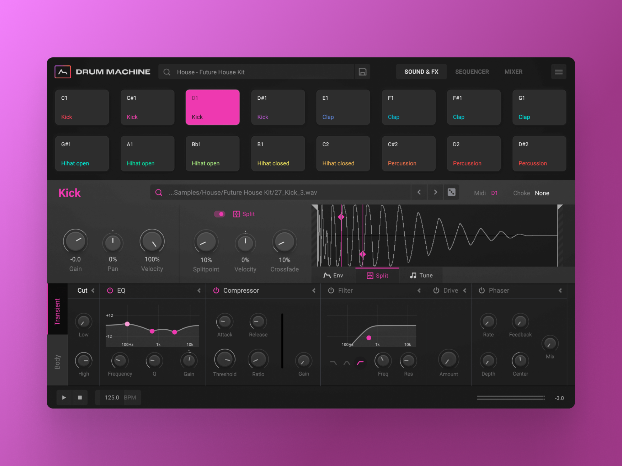Drum Machine (ADSR, 2022) VST Design Plugin Gui adsrsounds drummachine instrument musicproduction musicsoftware plugin ui uidesign ux uxdesign vst vstplugins