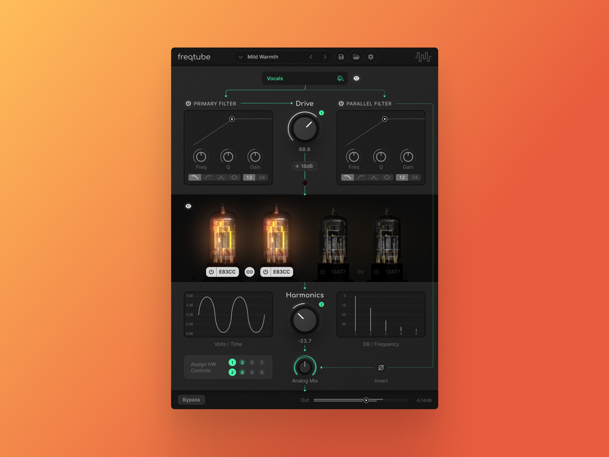 Freqtube (Freqport, 2022) VST Design Plugin Gui analogequipment analoggear analogtubes gui musicproduction musicsoftware plugin proaudio tubes ui uidesign ux vst vstplugins