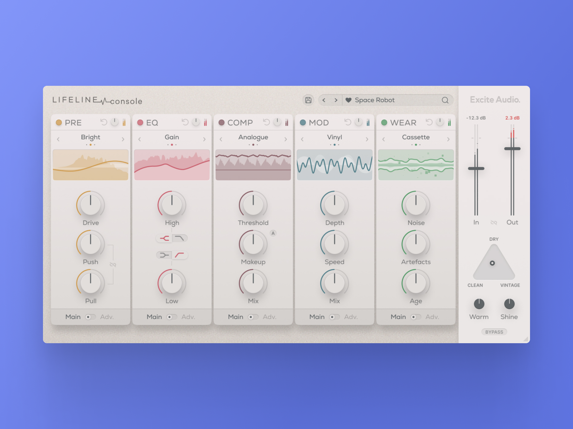 Lifeline Console (Excite Audio, 2022) VST Design Plugin Gui gui instrument mixing musicproduction musicsoftware plugin ui uidesign ux uxdesign vst vstplugins