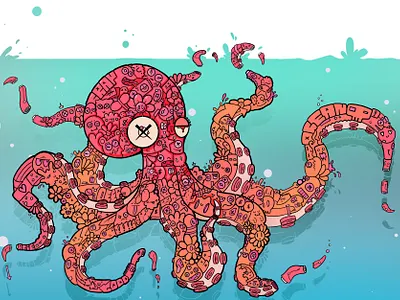 doodle octopus art graphic design illustration octopus wallart