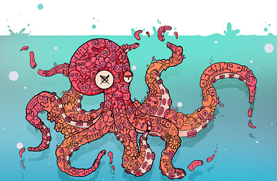 doodle octopus art graphic design illustration octopus wallart