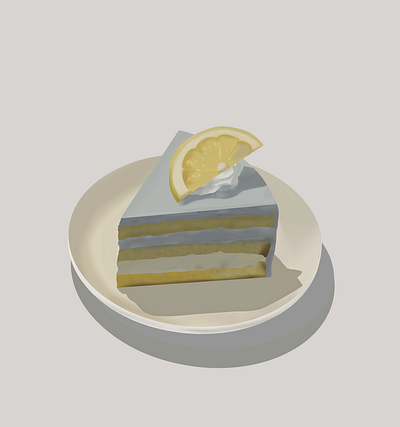 Blue Lemon Delight art cake digital art food illustration hand drawn illustration realistic art