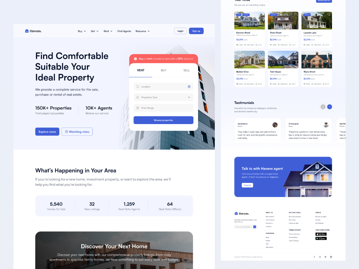 Landing Page Havens Real Estate by Wira Satya PB on Dribbble