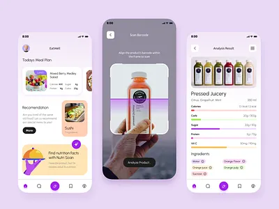 EatWell – Your Ultimate High Nutrition Meal Recipe App appdesign creativeprocess dailyui designinspiration designlife designportfolio digitaldesign foodscanner graphic design healthtech healthyeating mobileapp nutritionapp nutritionfacts recipeapp ui uidesign userexperience userinterface uxdesign