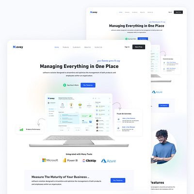 M.Evey Mangament System Landing Page clean creative design figma innovation landing page product ui ux web