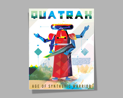 Quatrax The synthetic warrior characterdesign concept art design game art graphic design illustration posterdesign vector