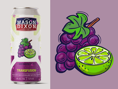 Grape & Lime Drink Illustration beverage can cocktail design drink grape illustration label lime mockup packaging textures