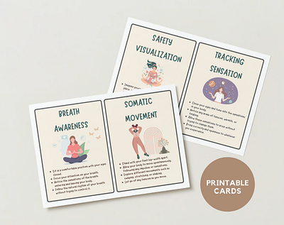 Exercise Cards- Therapy Printables- Design Services branding cbt counseling tools design graphic design illustration mental health therapy printables ui worksheets
