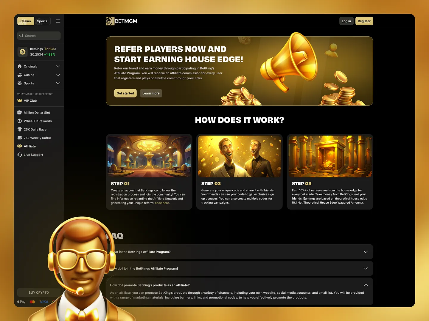 Affiliate Website Design: BetKings Online Casino Template