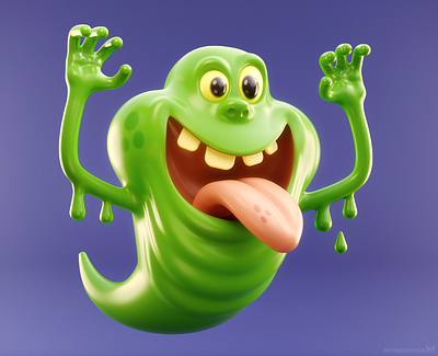 Slimer from Ghostbusters 3d cartoon character character design cute ghost ghostbusters metin seven slime slimer